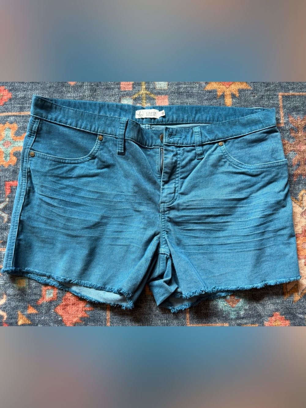 Carve Designs Teal Denim Frayed Hem Women's Shorts